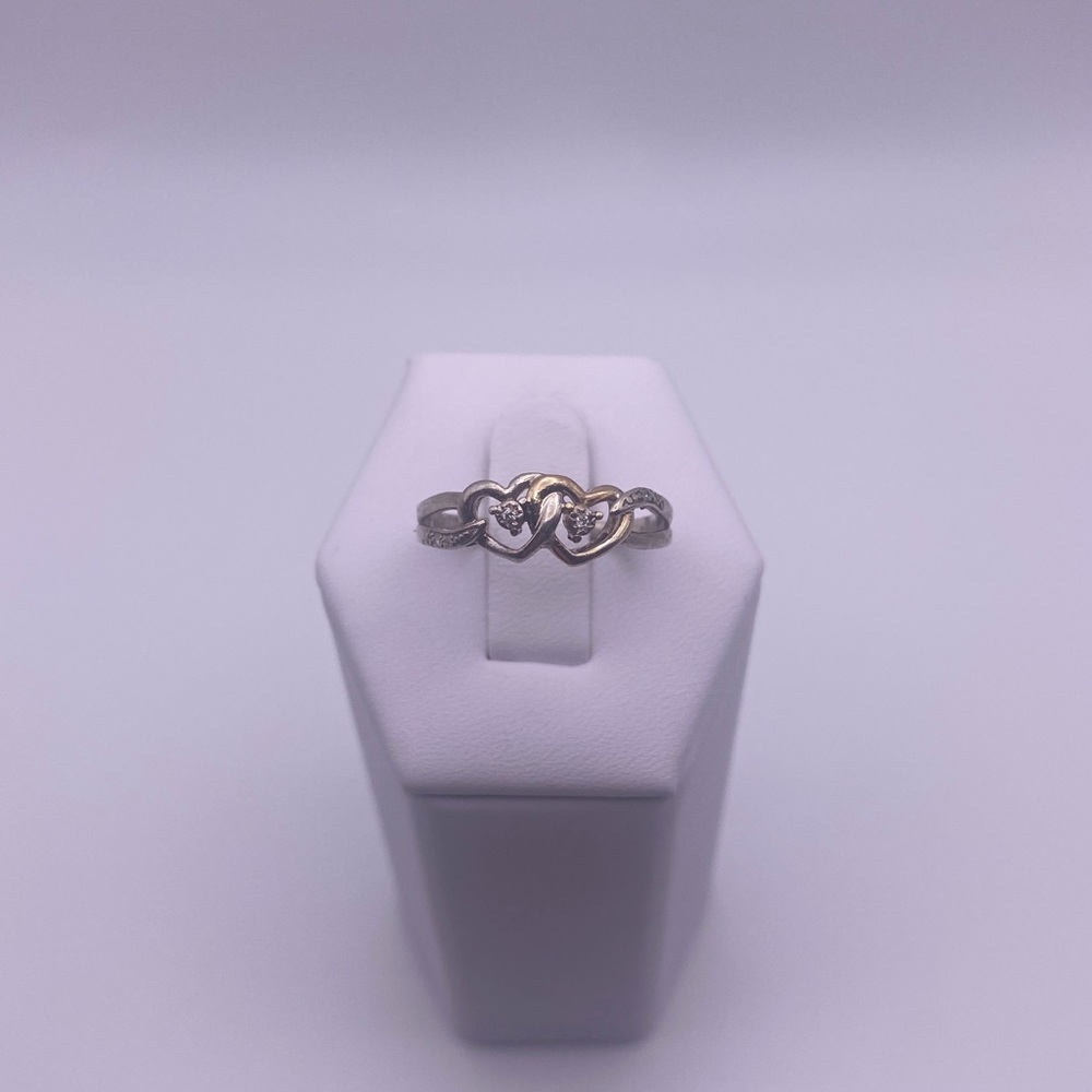 10k silver and gold Diamond heart ring